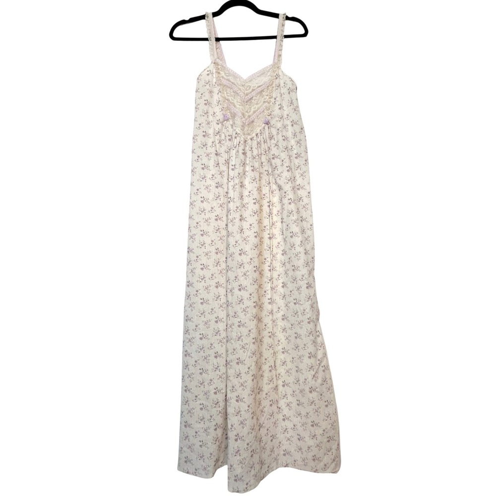 vintage‎ donna richard gilligan o'malley lace floral nightie gown cottagecore